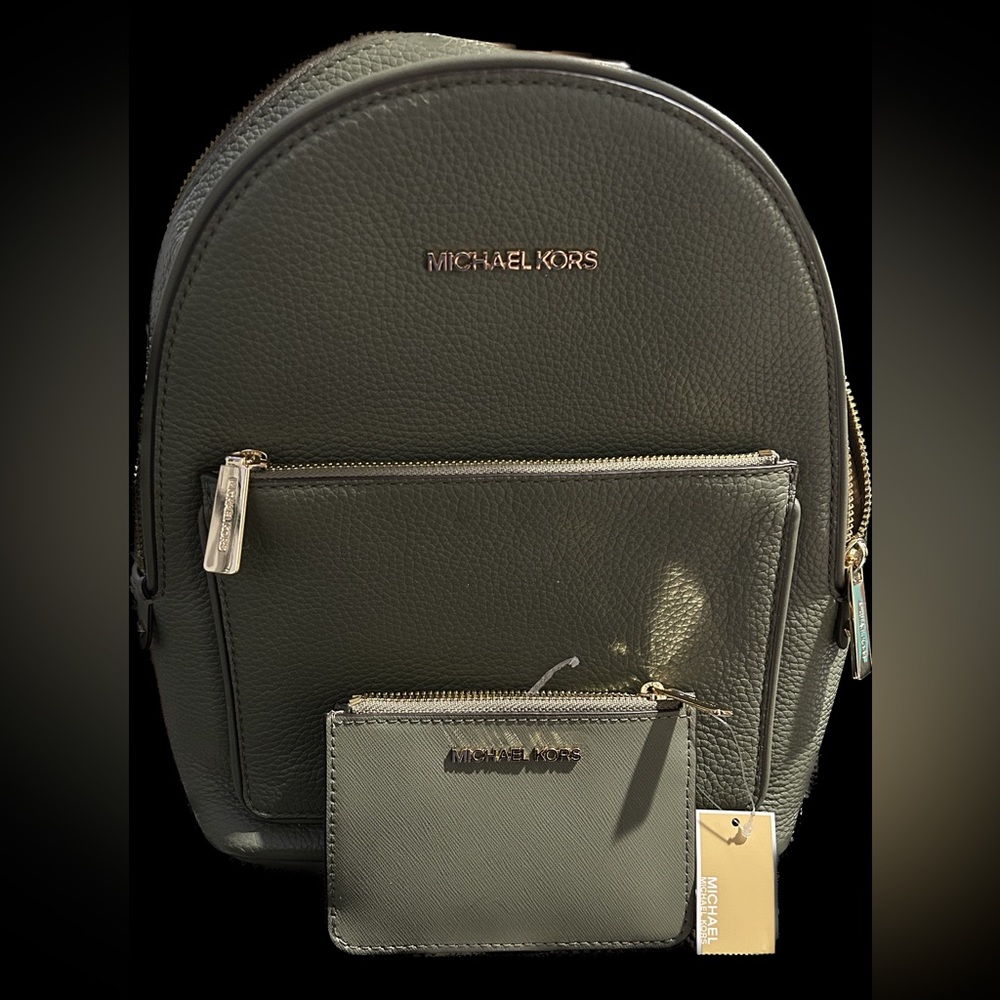 BNWT Army green Michael Kors backpack and matching BNWT wallet